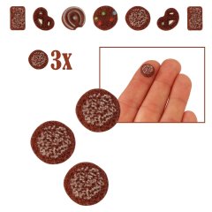 Rond Miniatuur Chocolade Kokoskoekje - Set van 3