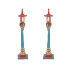 Department 56 - Chinatown Post Lamps - Set van 2 - Nu voorverkoop