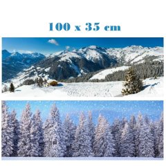Achtergrond Doek Dubbelzijdig Wintersport / Bos - My Village